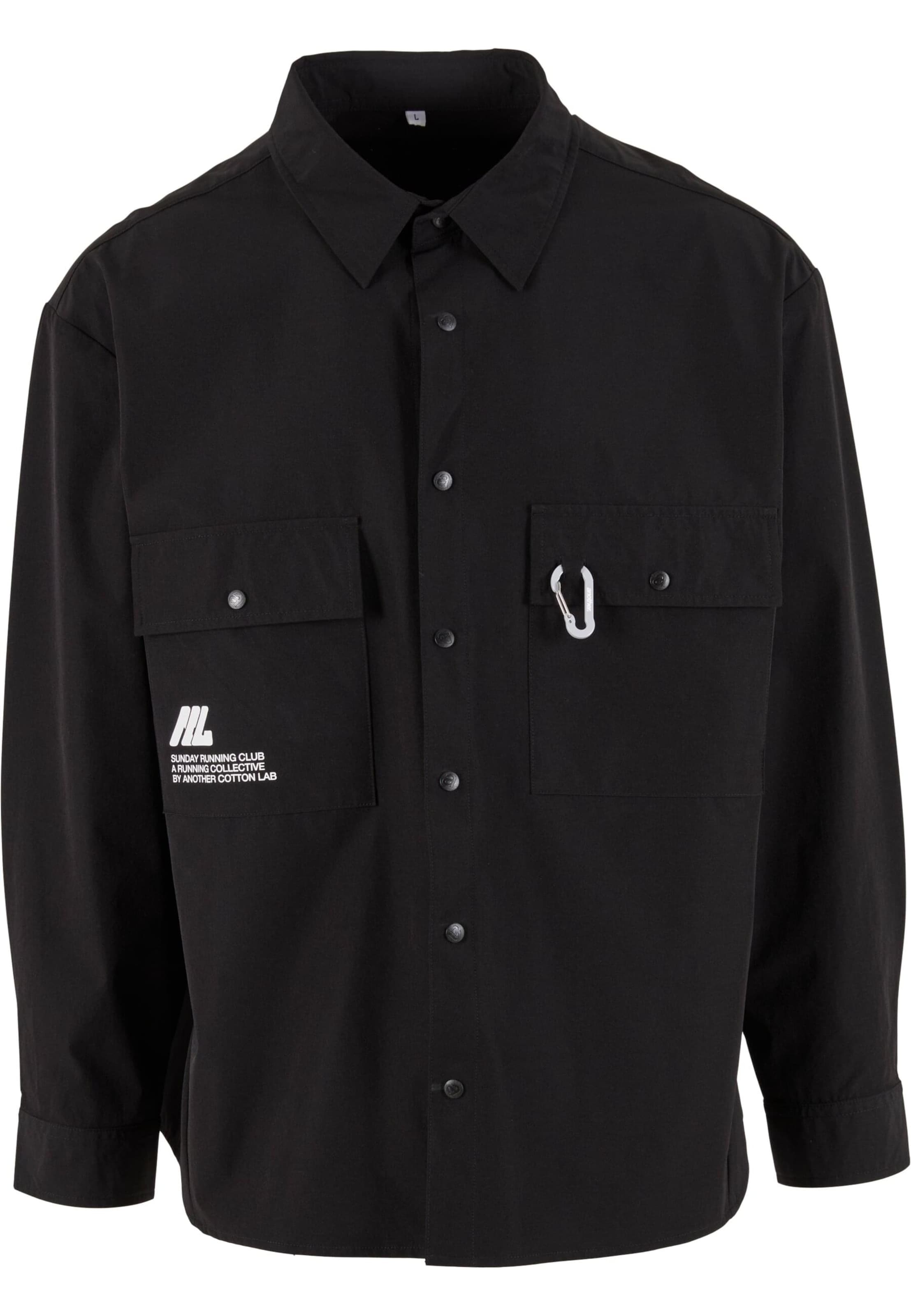 Another Cotton Lab Regular Fit Hemd in Schwarz: Vorderseite