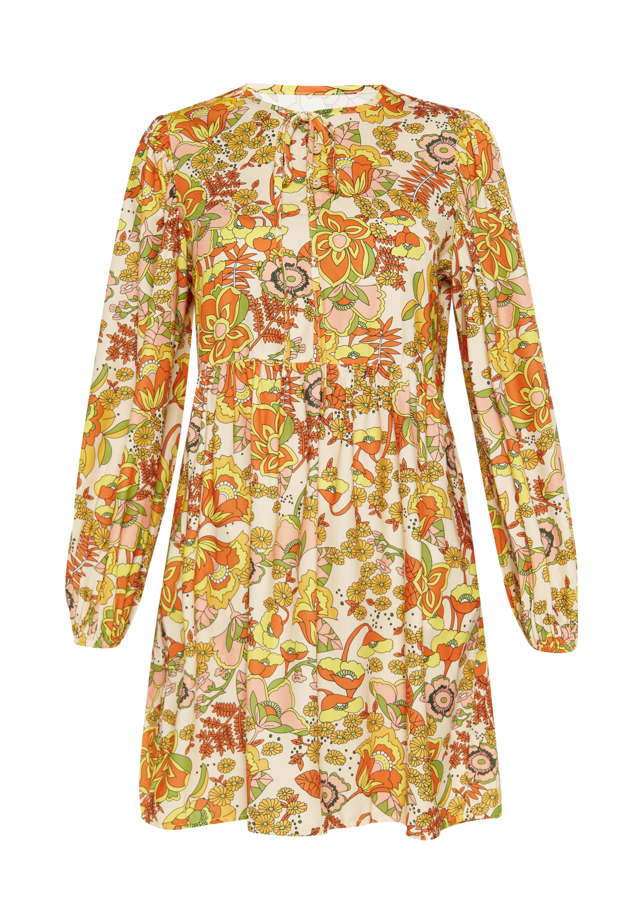 Gaya Robe 'Festival' en crème / jaune / vert clair / orange, Vue avec produit