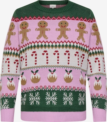 ONLY Carmakoma Sweater 'CARXMAS HO' in Pink: front