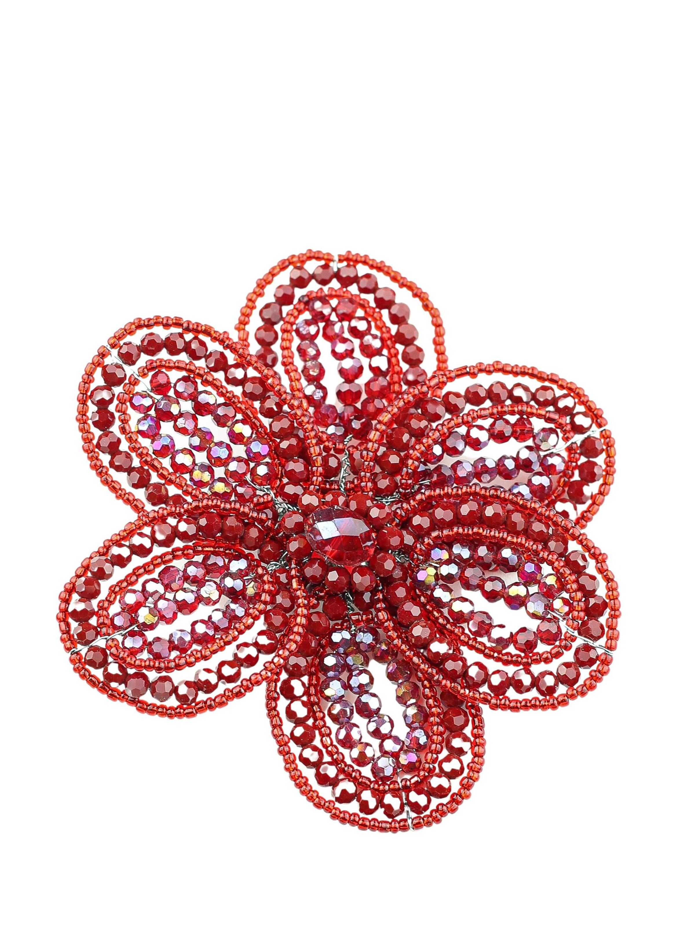 COLLEZIONE ALESSANDRO Brosche 'Blume'‌‌‌ in Rot: Vorderseite