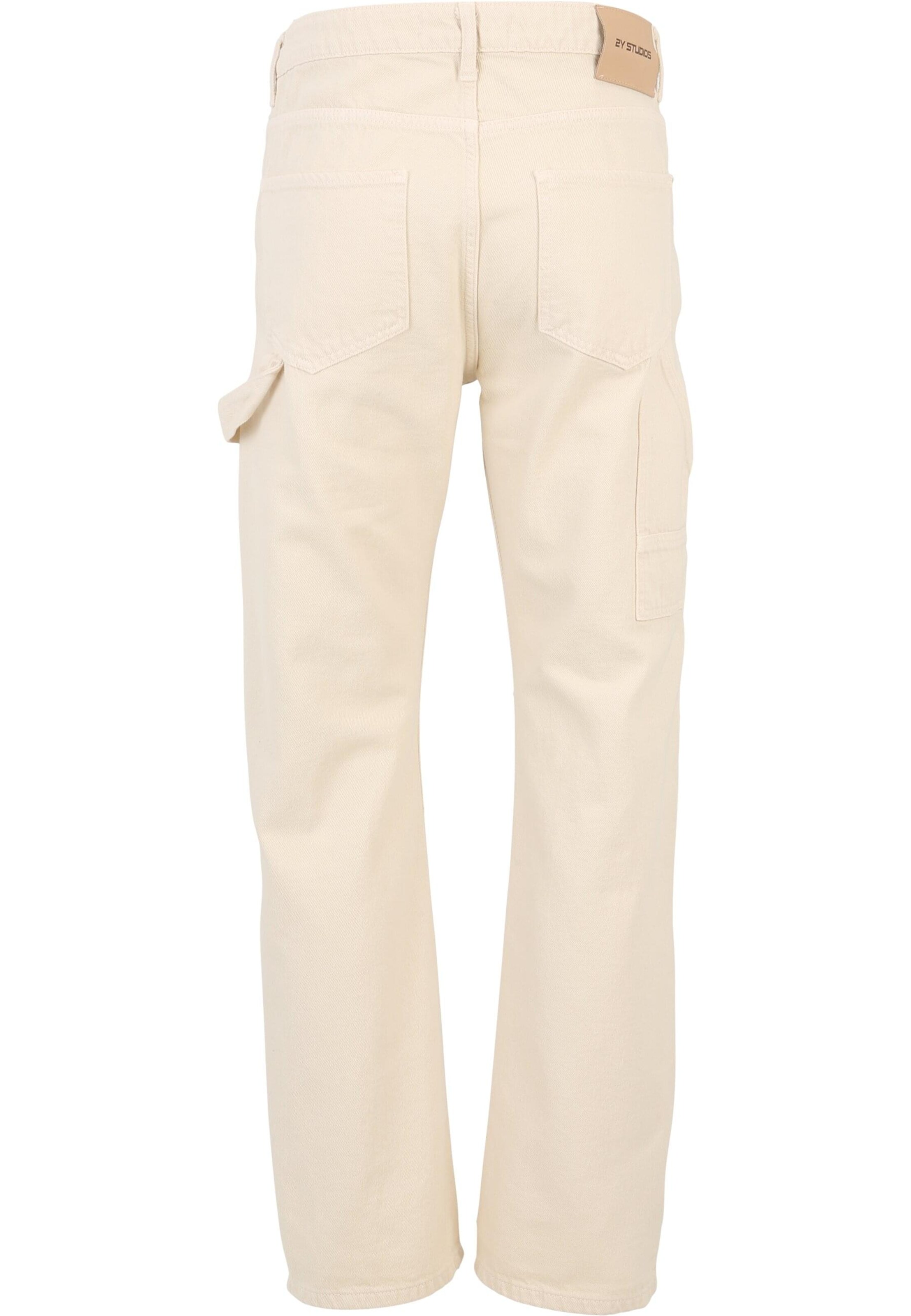 2Y Studios Voľný strih Rifľové kapsáče 'Haldor' - Béžová