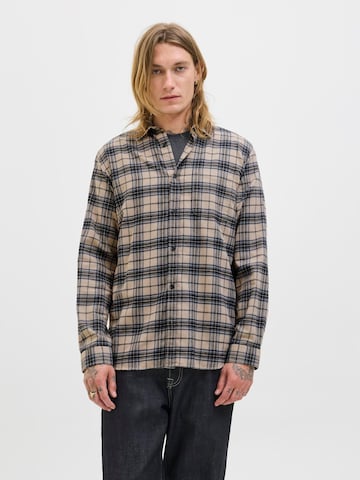 JACK & JONES Comfort fit Button Up Shirt 'JJJames' in Beige: front