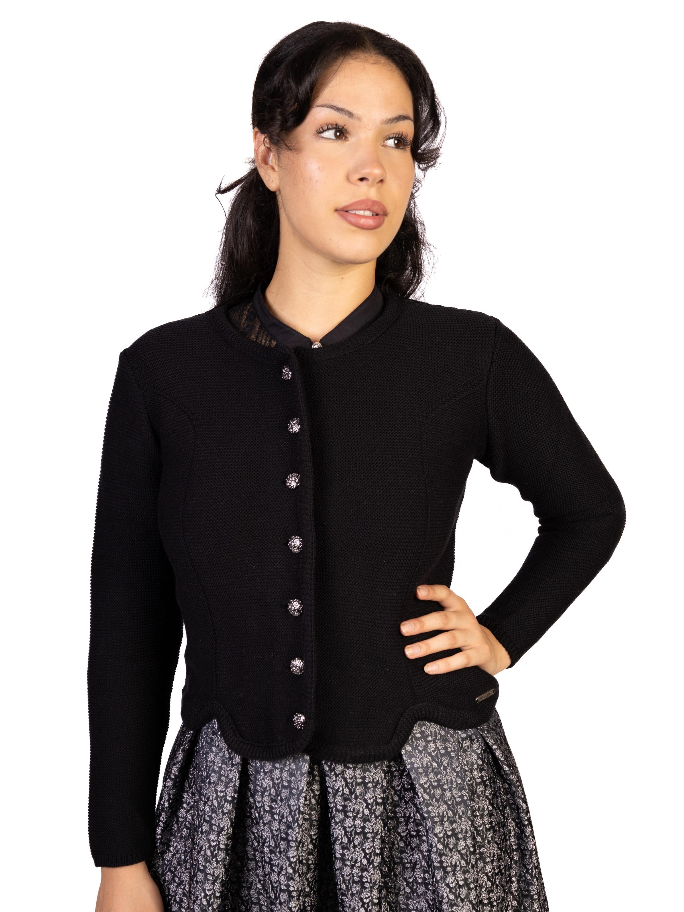 Trachtl Strickjacke 'Trachtl Jacke Strickjacke'‌ in Schwarz: Vorderseite