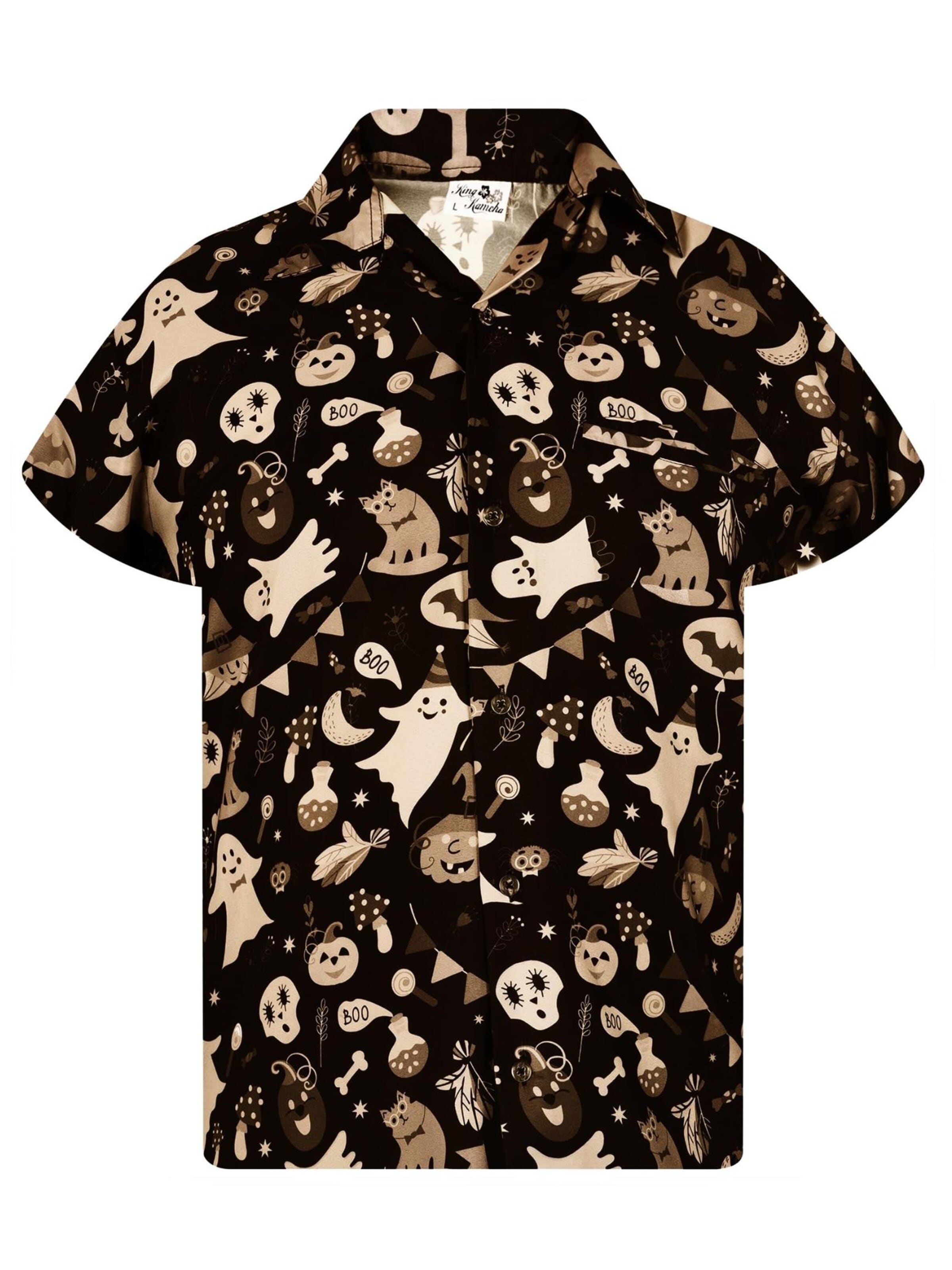 Maglietta 'Helloween Pumpkin Ghost' di King Kameha in marrone: frontale