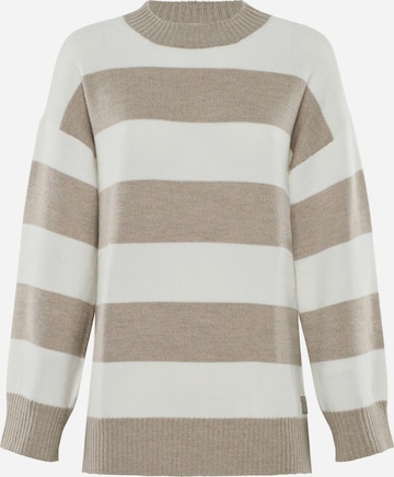 YOU LOOK PERFECT Oversizepullover 'PULLOVER FELIA - Lässiger Blockstreifen Pullover aus Merino' in Grau: Vorderseite
