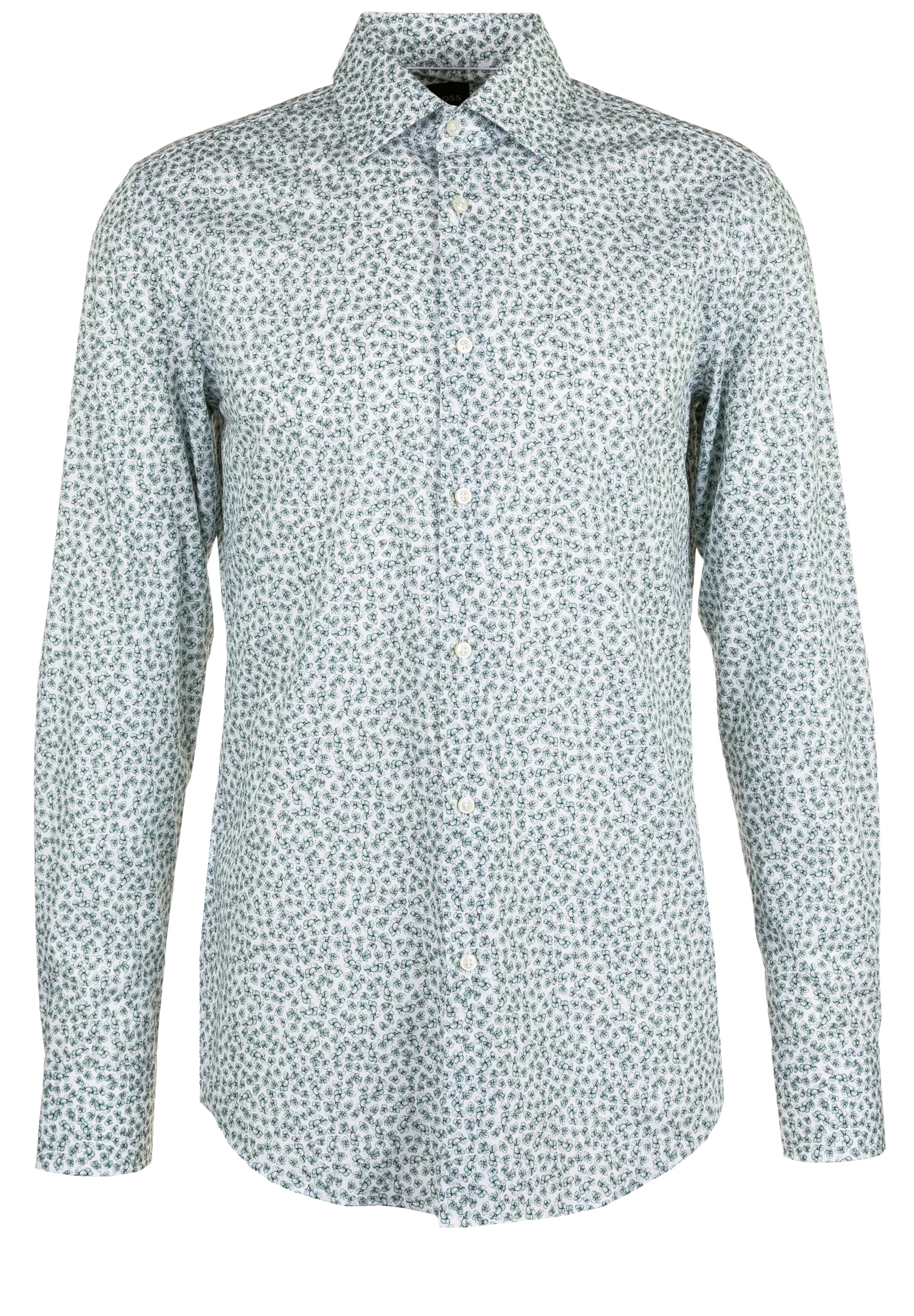 BOSS Slim fit Button Up Shirt in Green: front