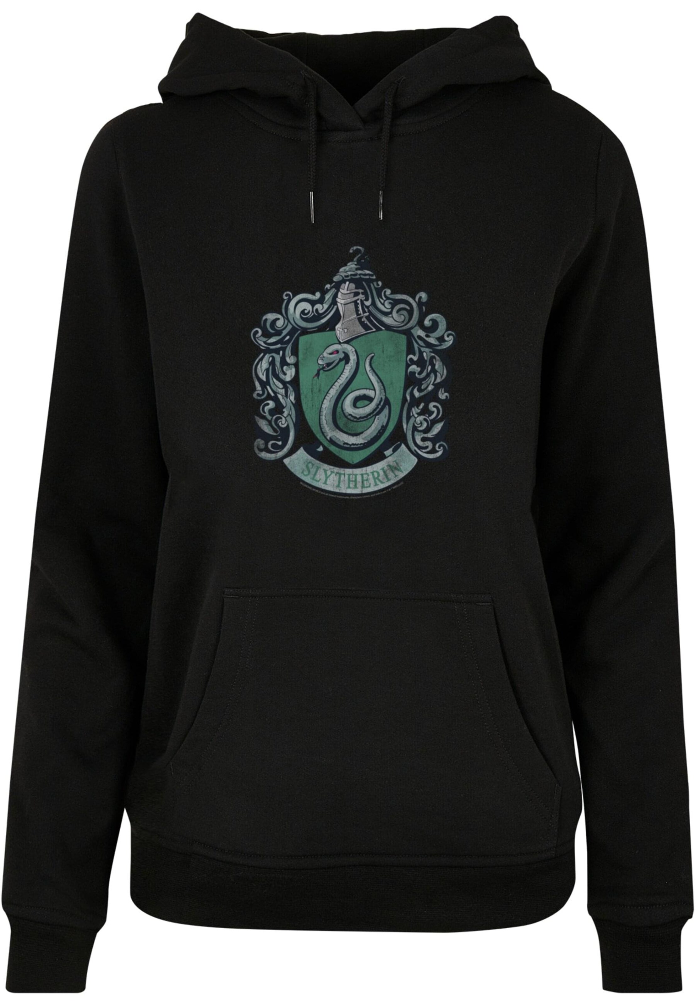 ABSOLUTE CULT Sweatshirt 'Harry Potter - Distressed Slytherin Crest' in Zwart: voorkant