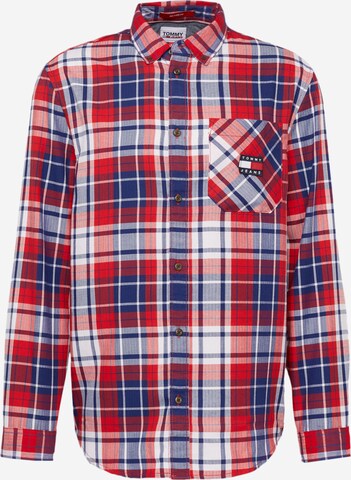 Tommy Jeans Regular fit Button Up Shirt in Blue: front