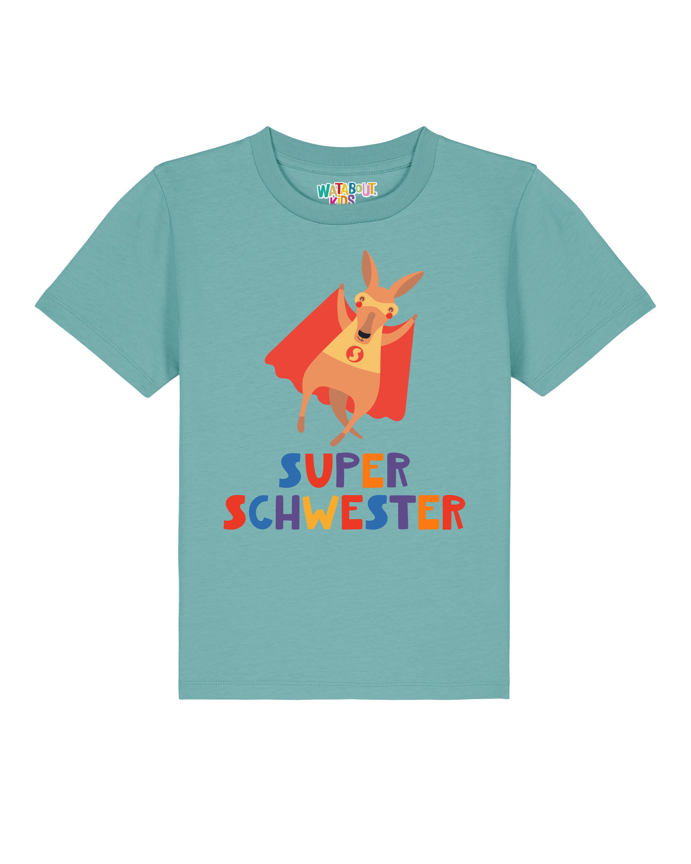 T-Shirt 'Känguru Superschwester' watabout.kids en vert : devant