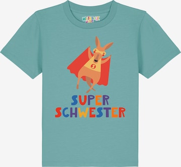 watabout.kids Shirt 'Känguru Superschwester' in Green: front
