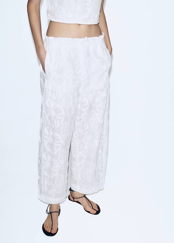 MANGO Loose fit Pants 'Lisboa' in White: front