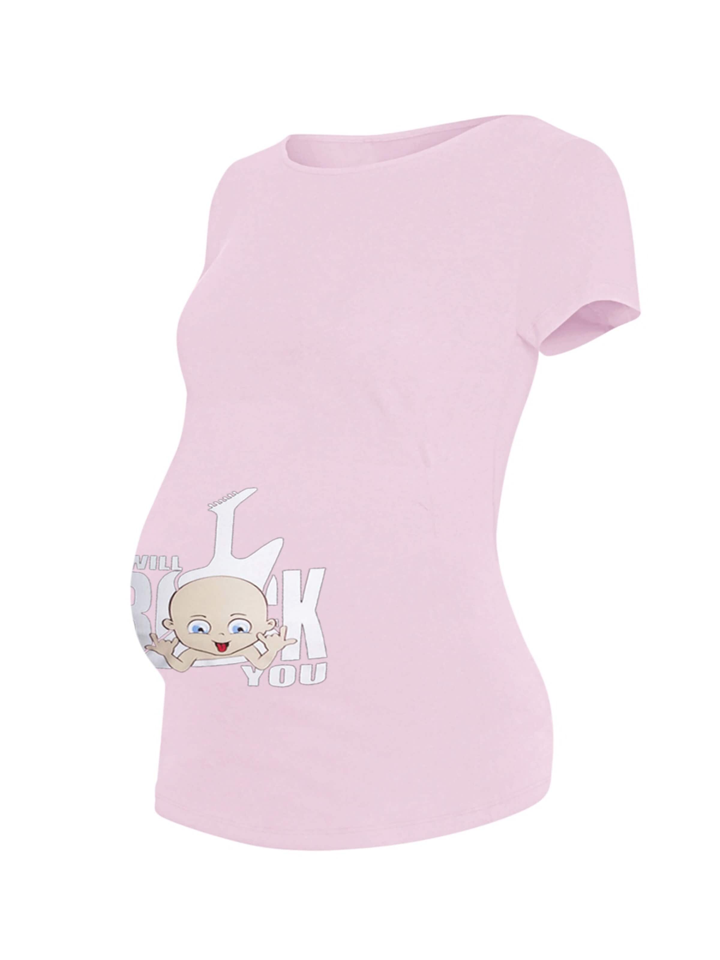 M.M.C. Shirt 'I Will Rock You Umstandsshirt' in Pink: front
