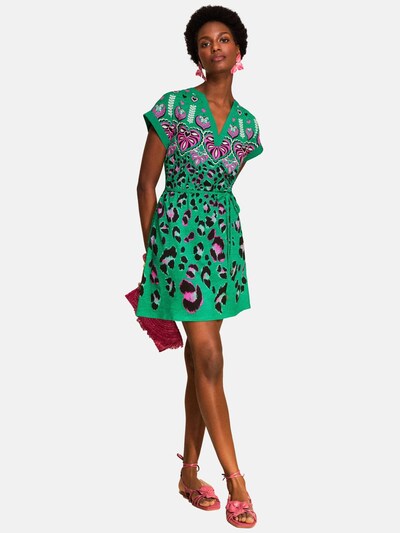 love & roses Robe en vert / rose / noir, Vue avec produit