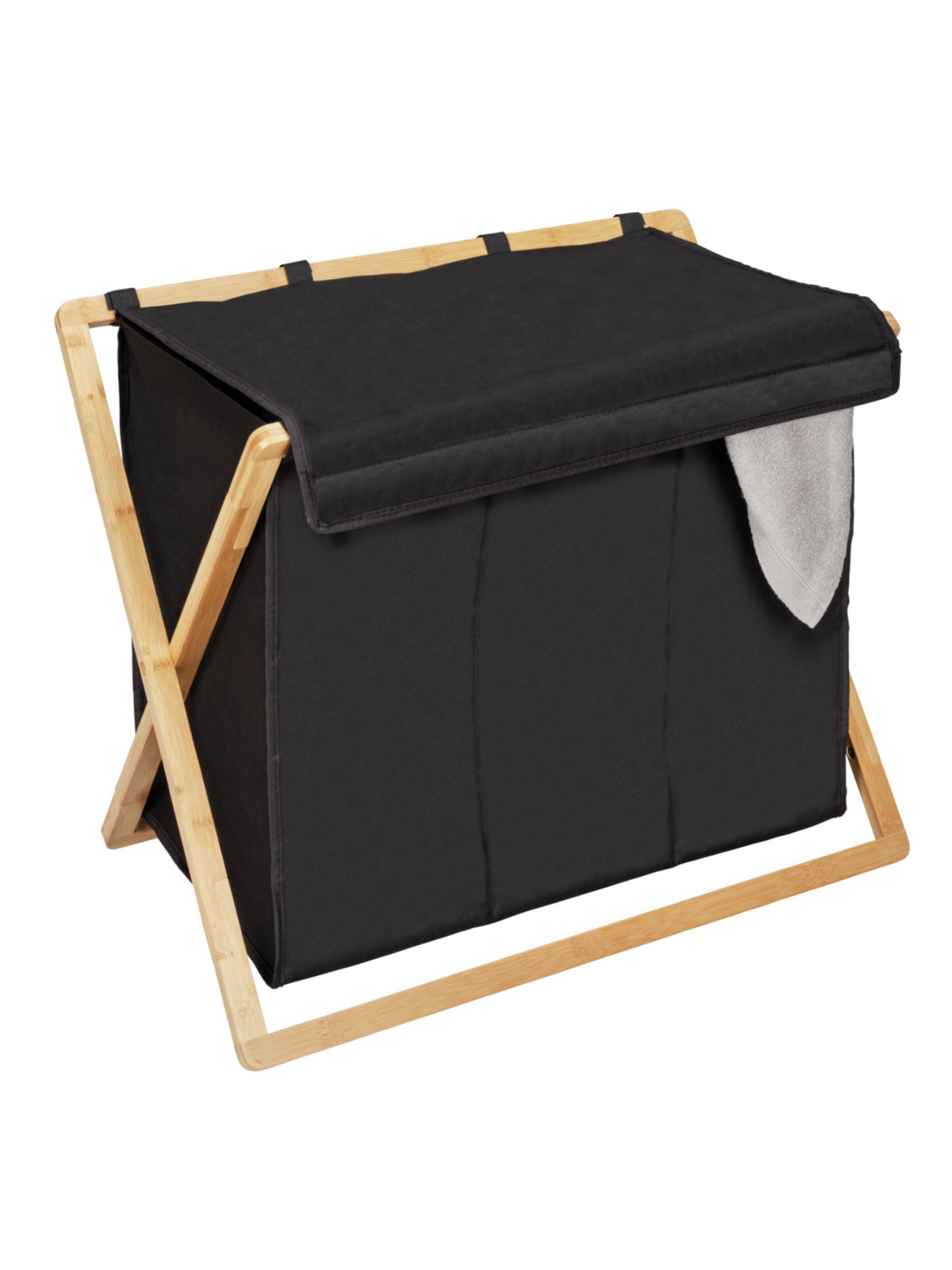 Wenko Wäschebehälter 'Trio Ecori' in Schwarz