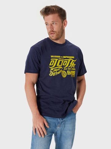 Oldskull Shirt 'Retro Refreshing Typography' in Blue: front