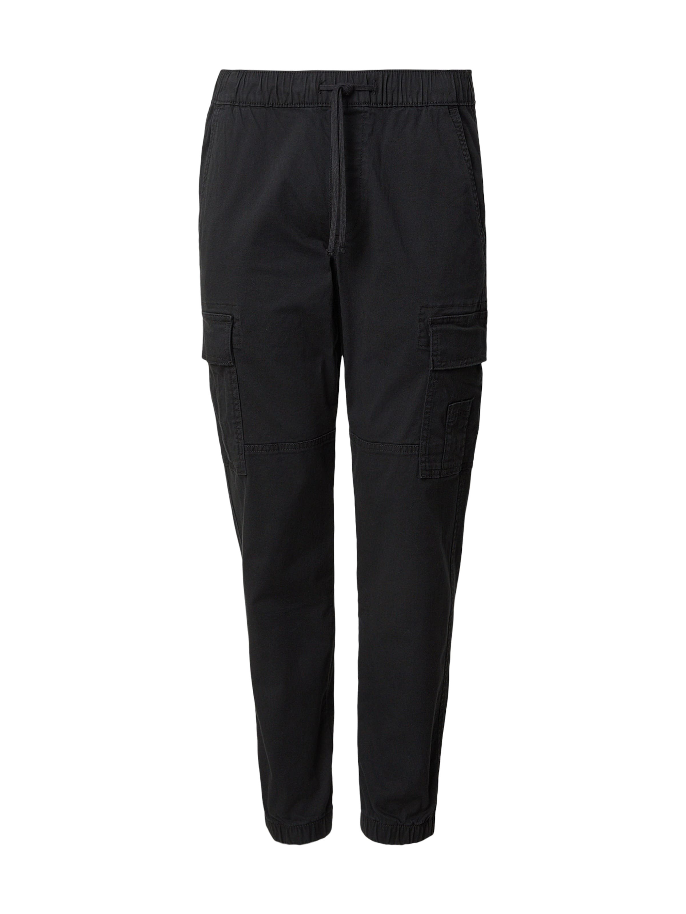 HOLLISTER Tapered Cargobroek in Zwart: voorkant