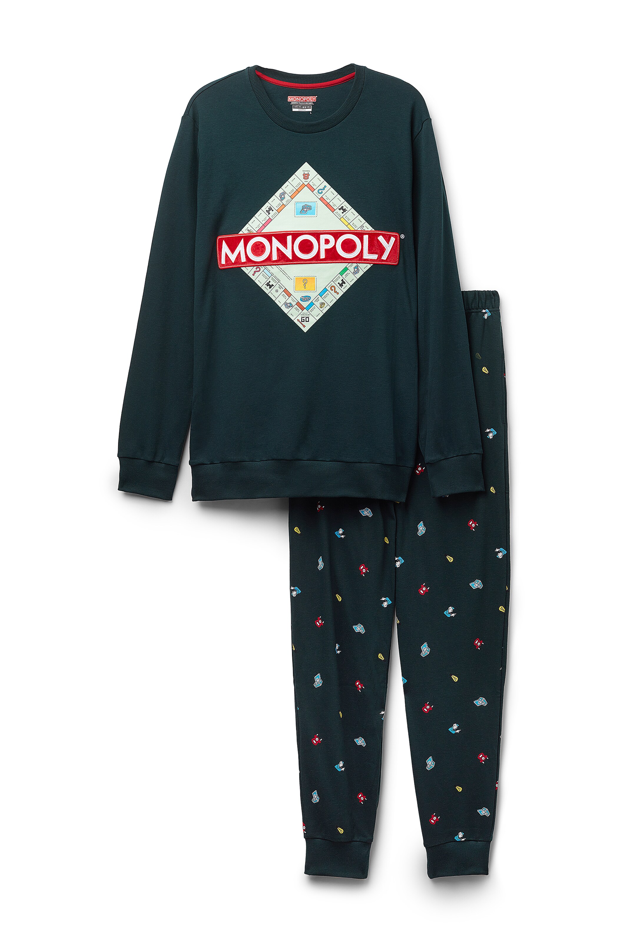 IUMAN Intimissimi Uomo Pyjama 'Hasbro Monopoly' in Grün: Vorderseite