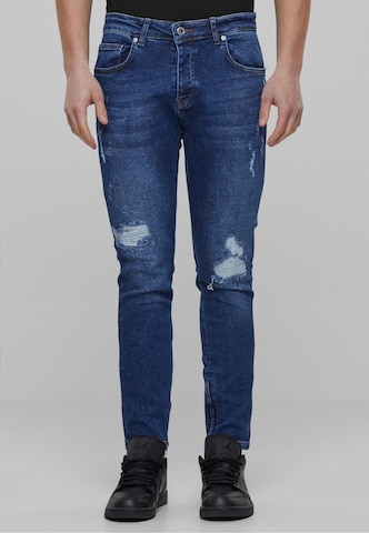 Karl Kani Slimfit Jeans in Blauw: voorkant