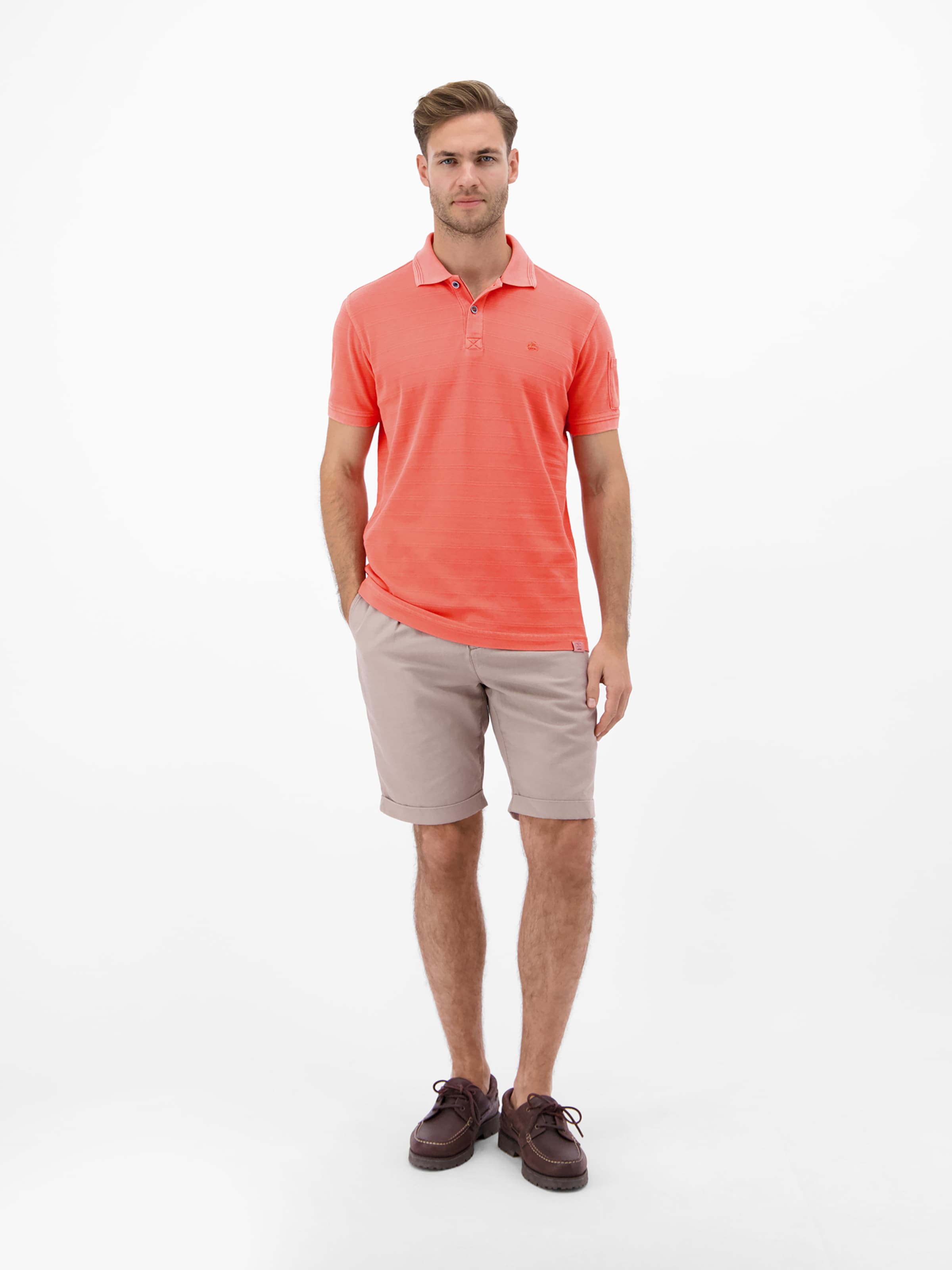 LERROS Poloshirt, unifarben aus gestreiftem Piqué-Gewebe in Rot