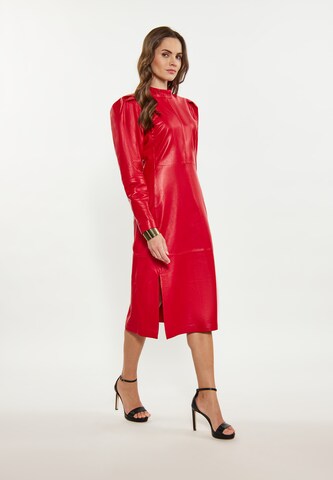 Abito di faina in rosso: frontale