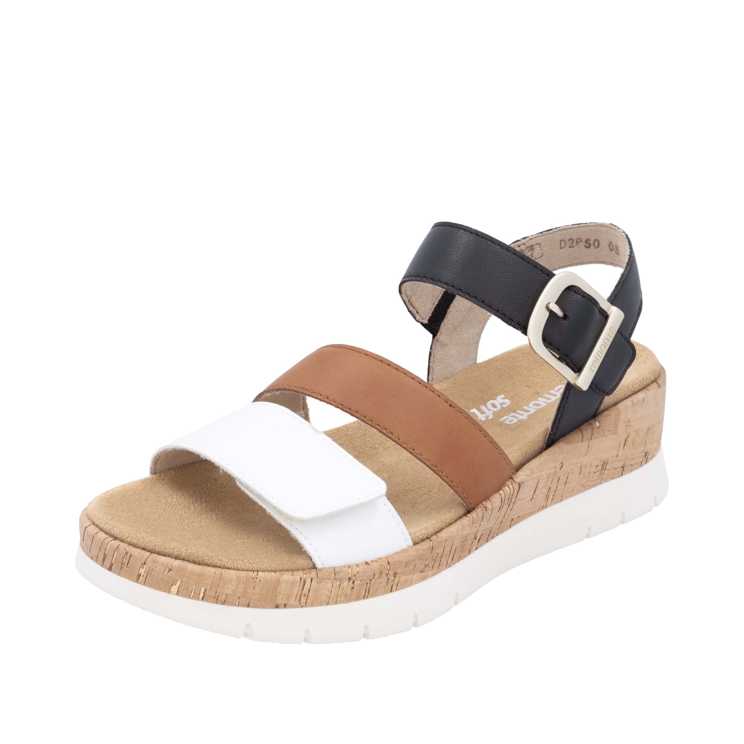 REMONTE Sandaal in de kleur Cognac / Zwart / Wit, Productweergave