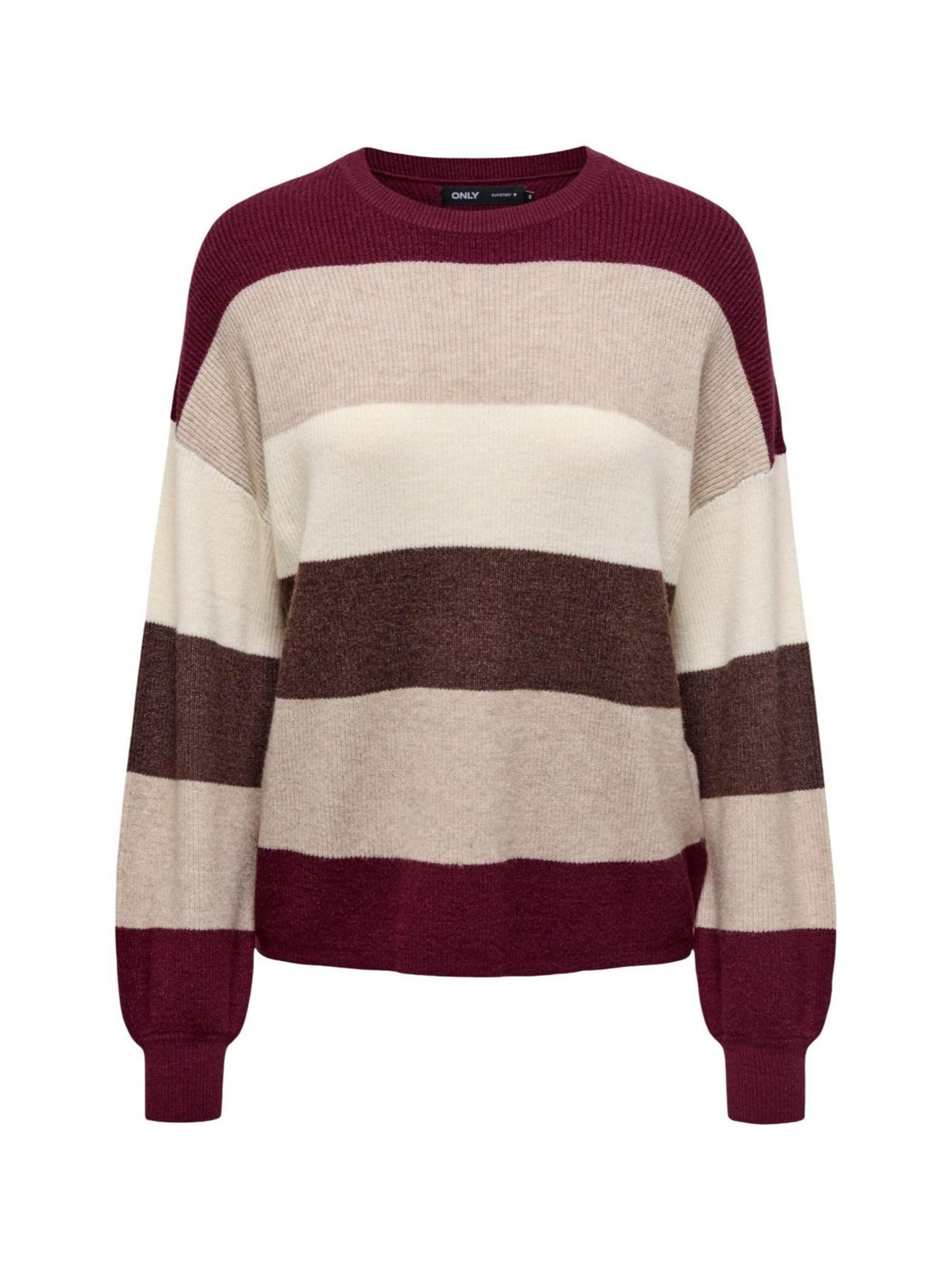 Pullover 'ONLATIA L/S STRIPE PULLOV KNT NOOS 15220044' di ONLY in rosso: frontale