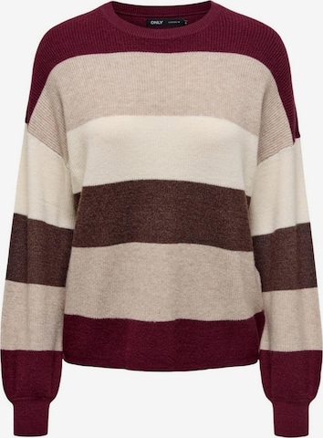 Pullover 'ONLATIA L/S STRIPE PULLOV KNT NOOS 15220044' di ONLY in rosso: frontale