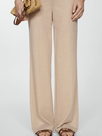 MANGO Wide leg Broek 'PEACH' in Beige