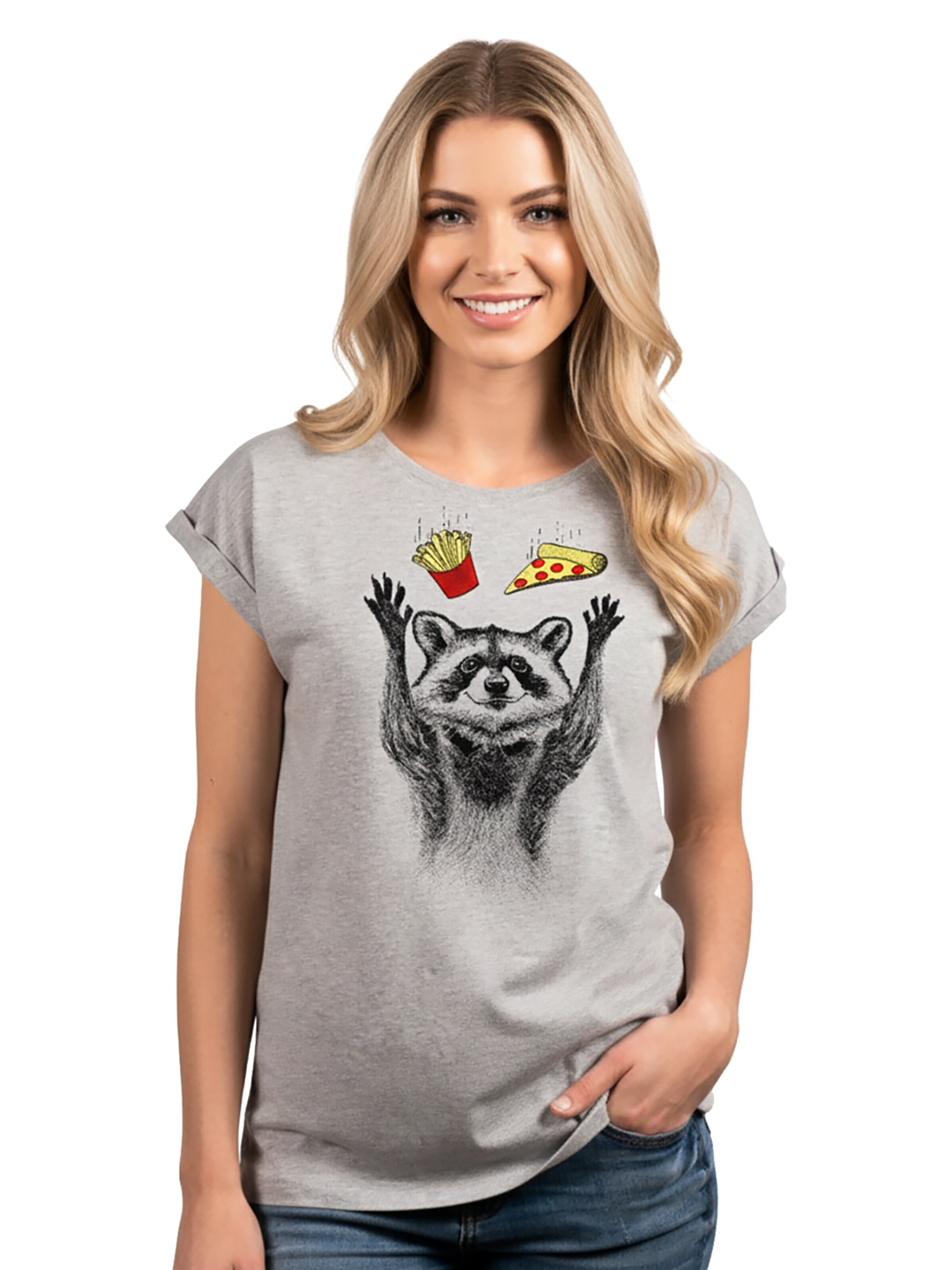 MAKAYA Shirt 'Pizza' in Grey: front