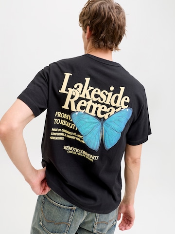 JACK & JONES Póló 'JORMONTAUK' - fekete: elől