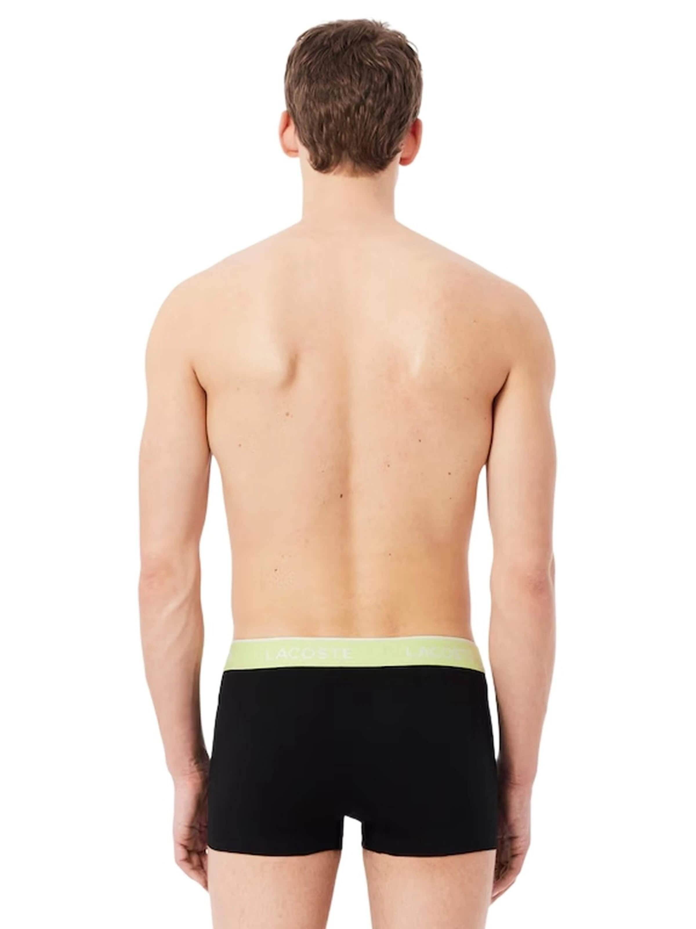 LACOSTE - Boxers 'Tripack boxers lacoste negros gomas verdes 2ni cotton trunk' em preto