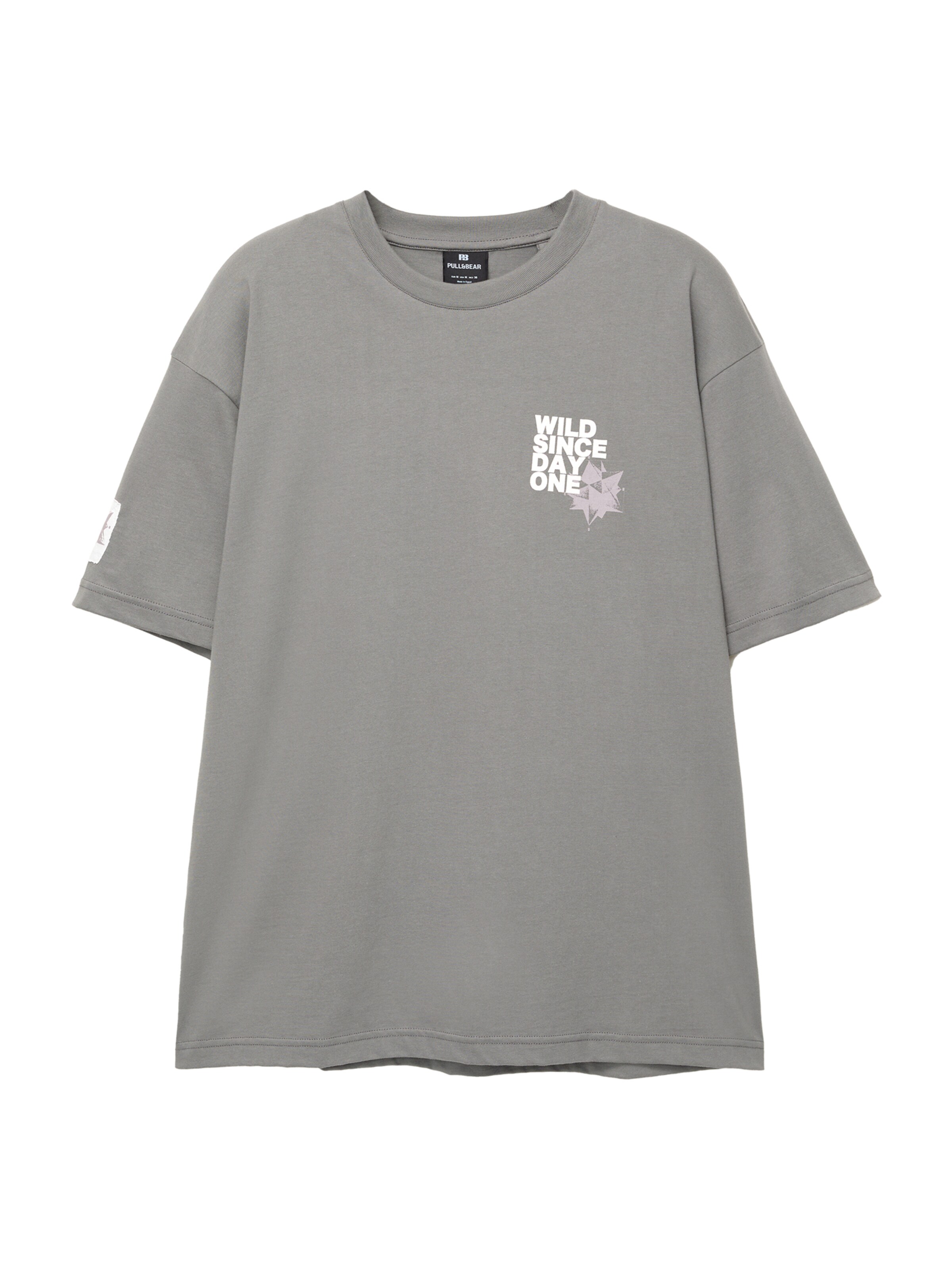 Pull&Bear T-Shirt en gris / lilas / blanc, Vue avec produit