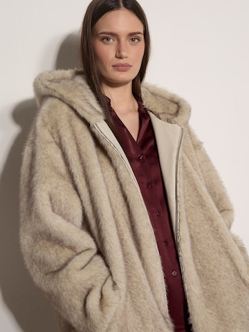 Apricot Soft  Fur Hooded Jacket ' ' in Beige