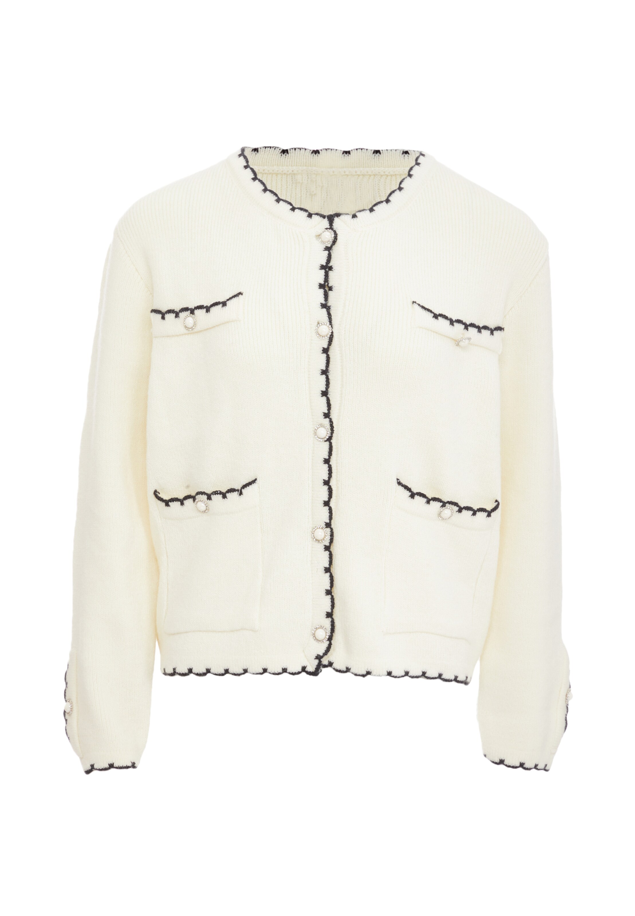 CARNEA Gebreid vest in Wit: voorkant