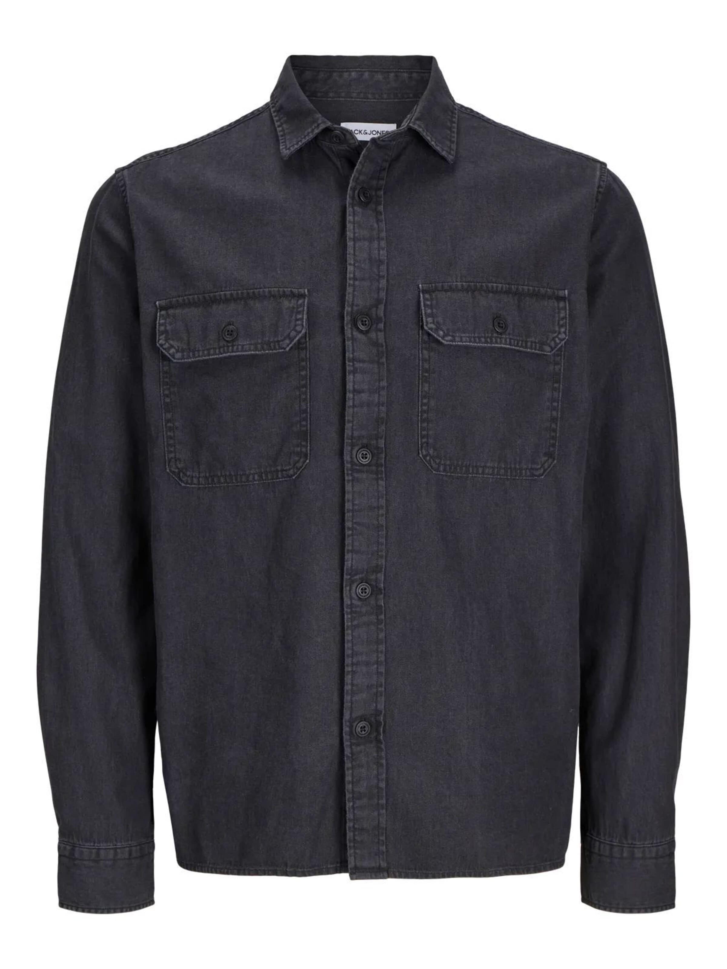 Coupe regular Chemise Jacks & Jones en noir : devant