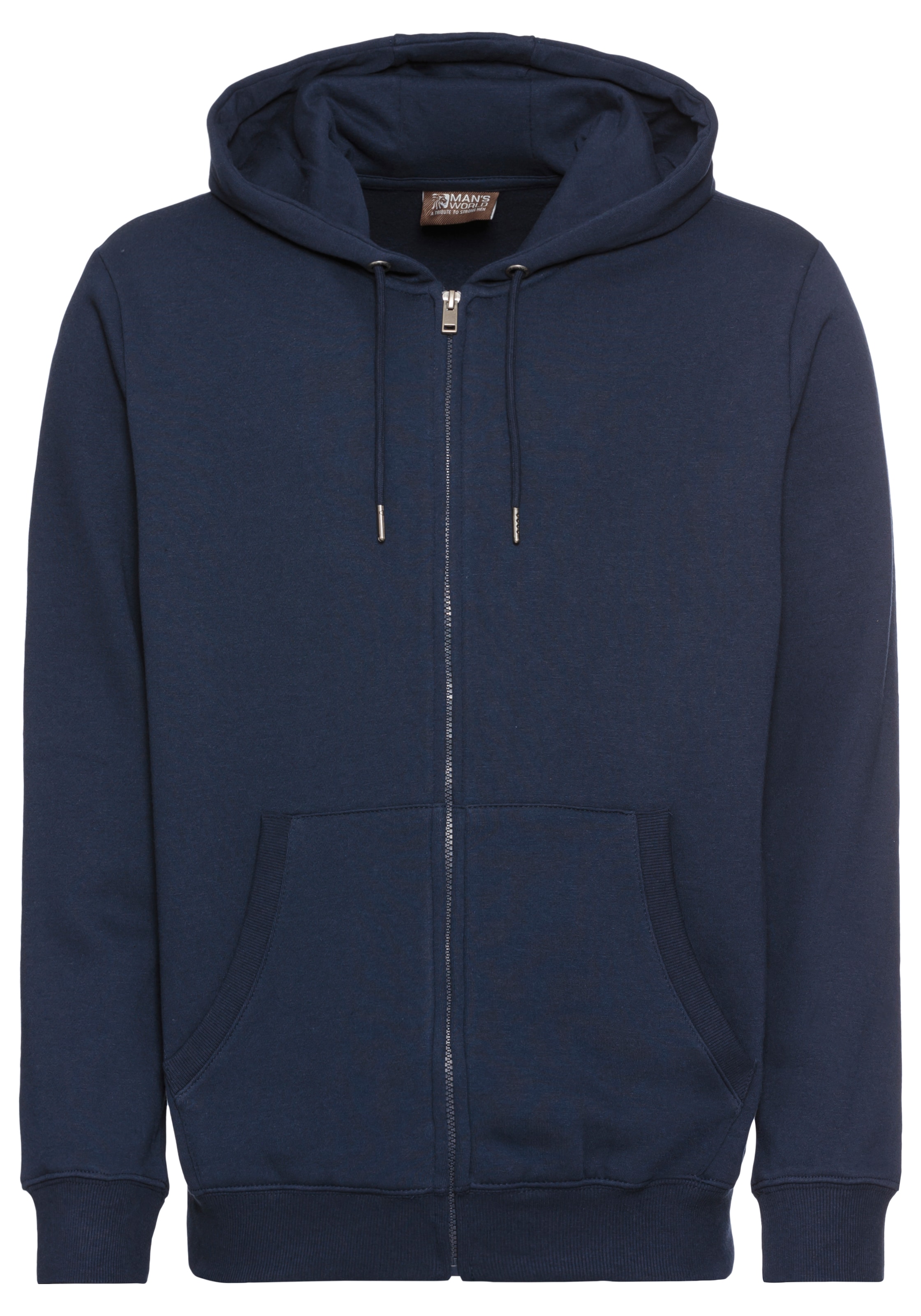Man's World Zip-Up Hoodie in Blue: front