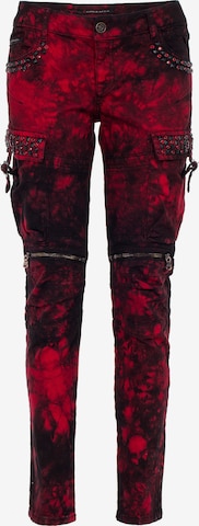 CIPO & BAXX Slimfit Cargojeans in Rood: voorkant