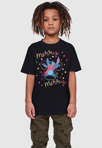 T-Shirt 'Lilo And Stitch - Merry Rainbow' ABSOLUTE CULT en noir : devant