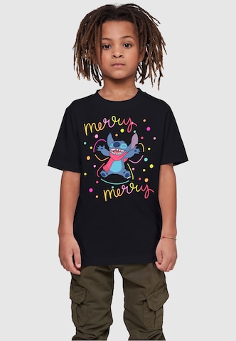 ABSOLUTE CULT Shirt 'Lilo And Stitch - Merry Rainbow' in Black: front