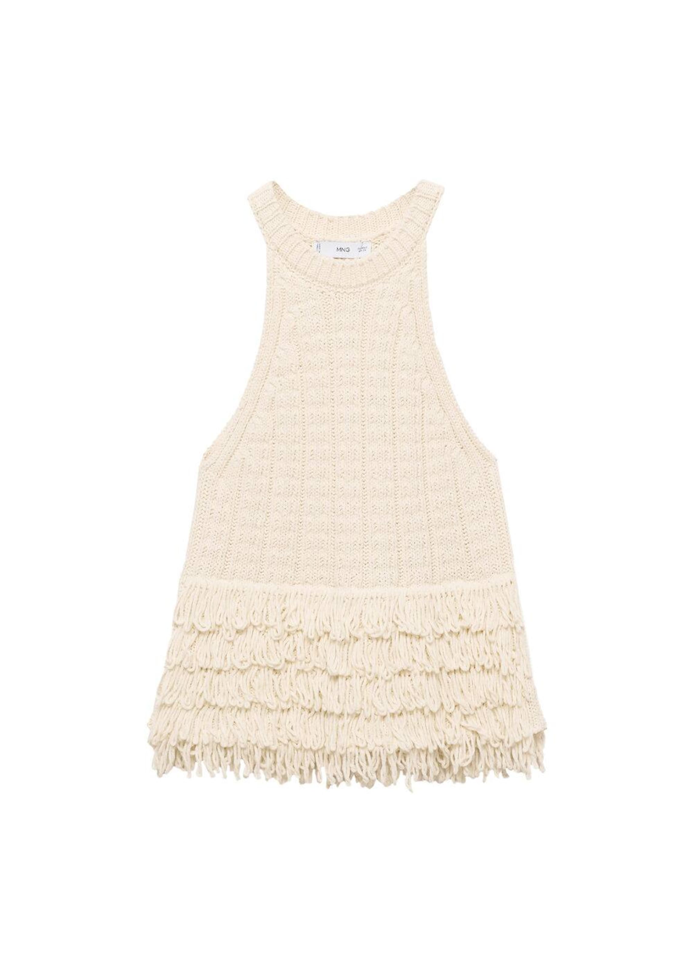 MANGO Broderad topp 'Nala' i beige: framsida