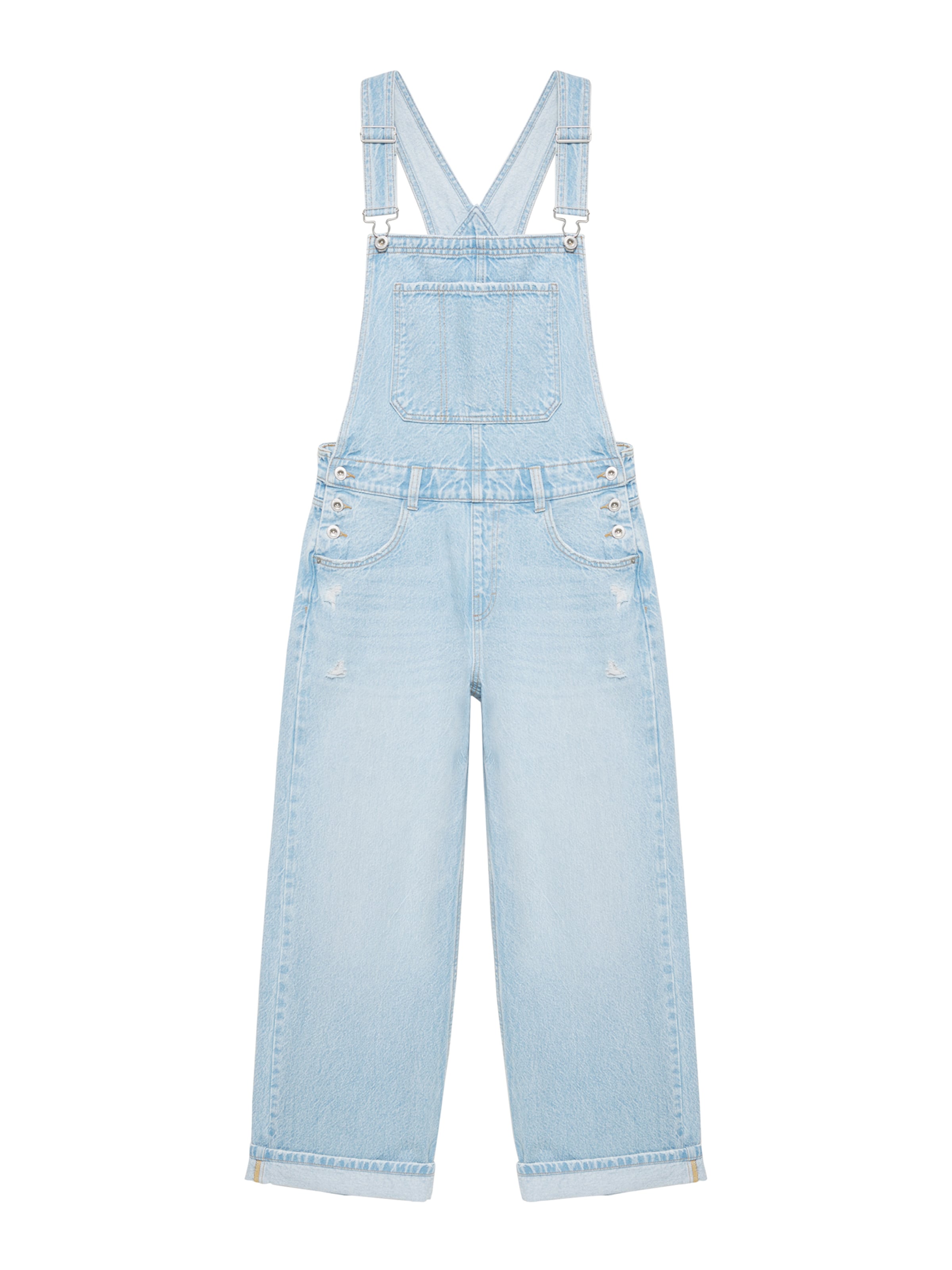 Pull&Bear Loosefit Tuinbroek jeans in Blauw: voorkant