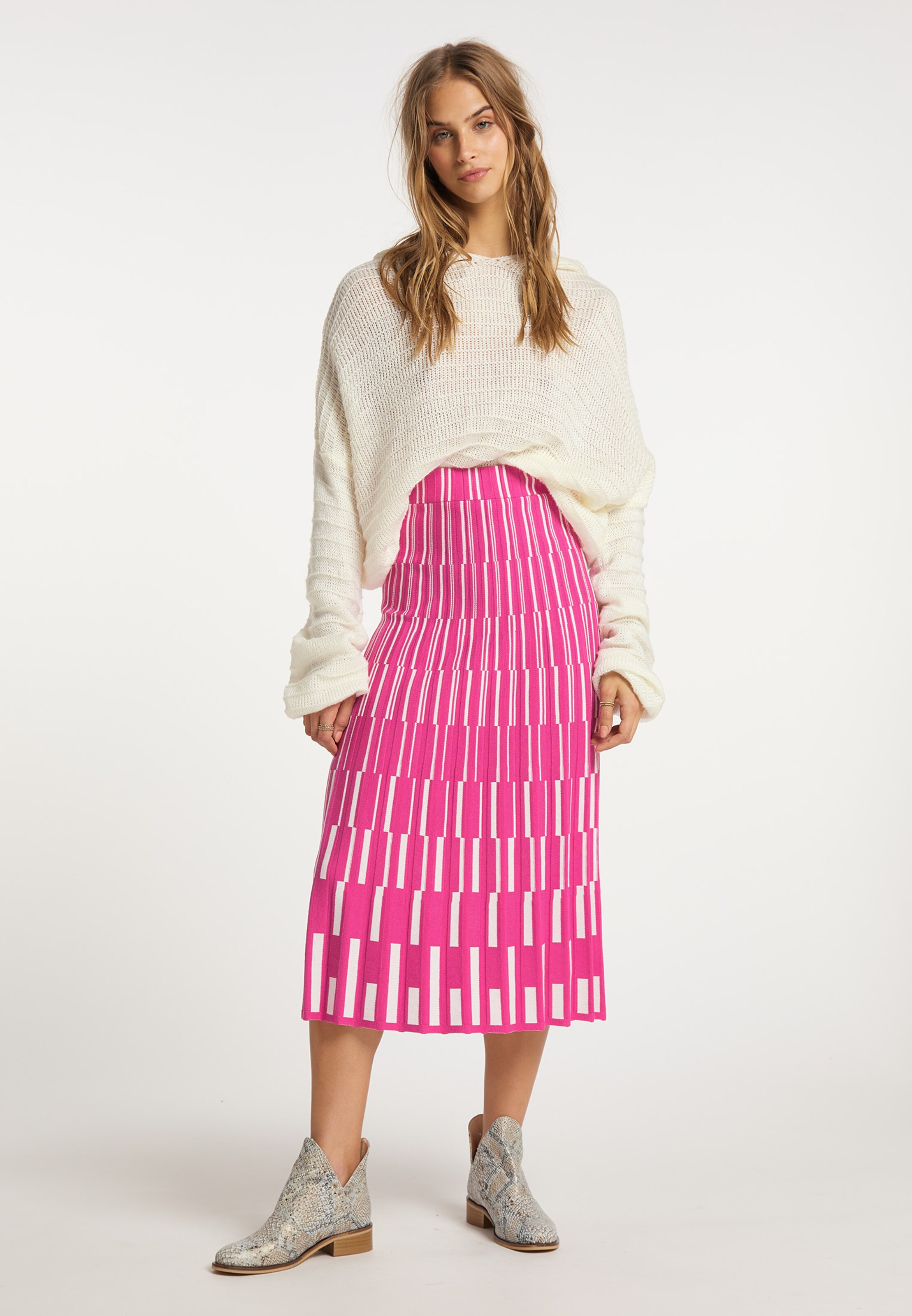Frauen Große Größen IZIA Strickpullover in Wollweiß - UI84576 Frauen Große Größen IZIA Strickpullover in Wollweiß - UI84576