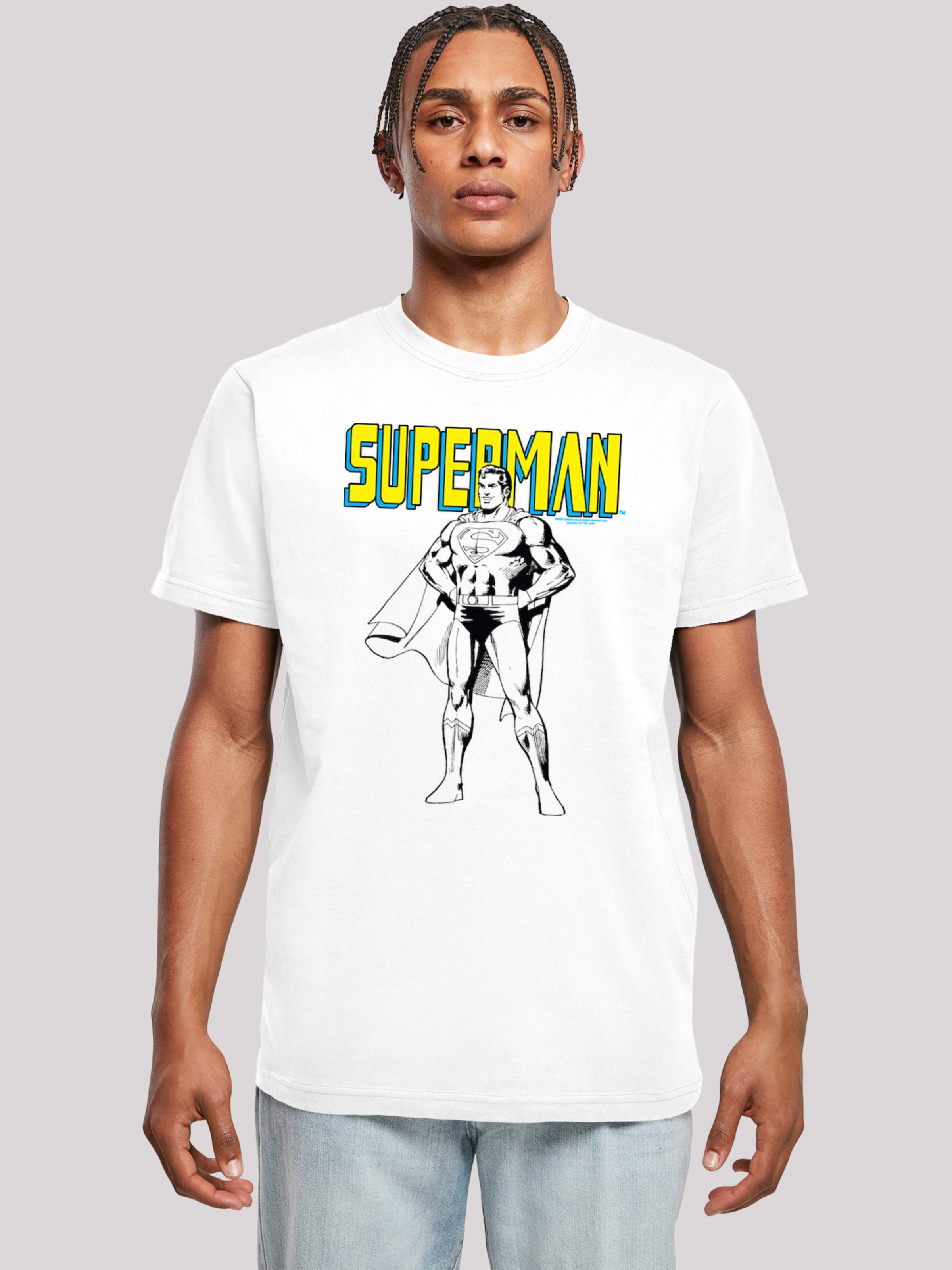 F4NT4STIC Shirt 'DC Comics Superman Mono Action Pose' in White | ABOUT YOU