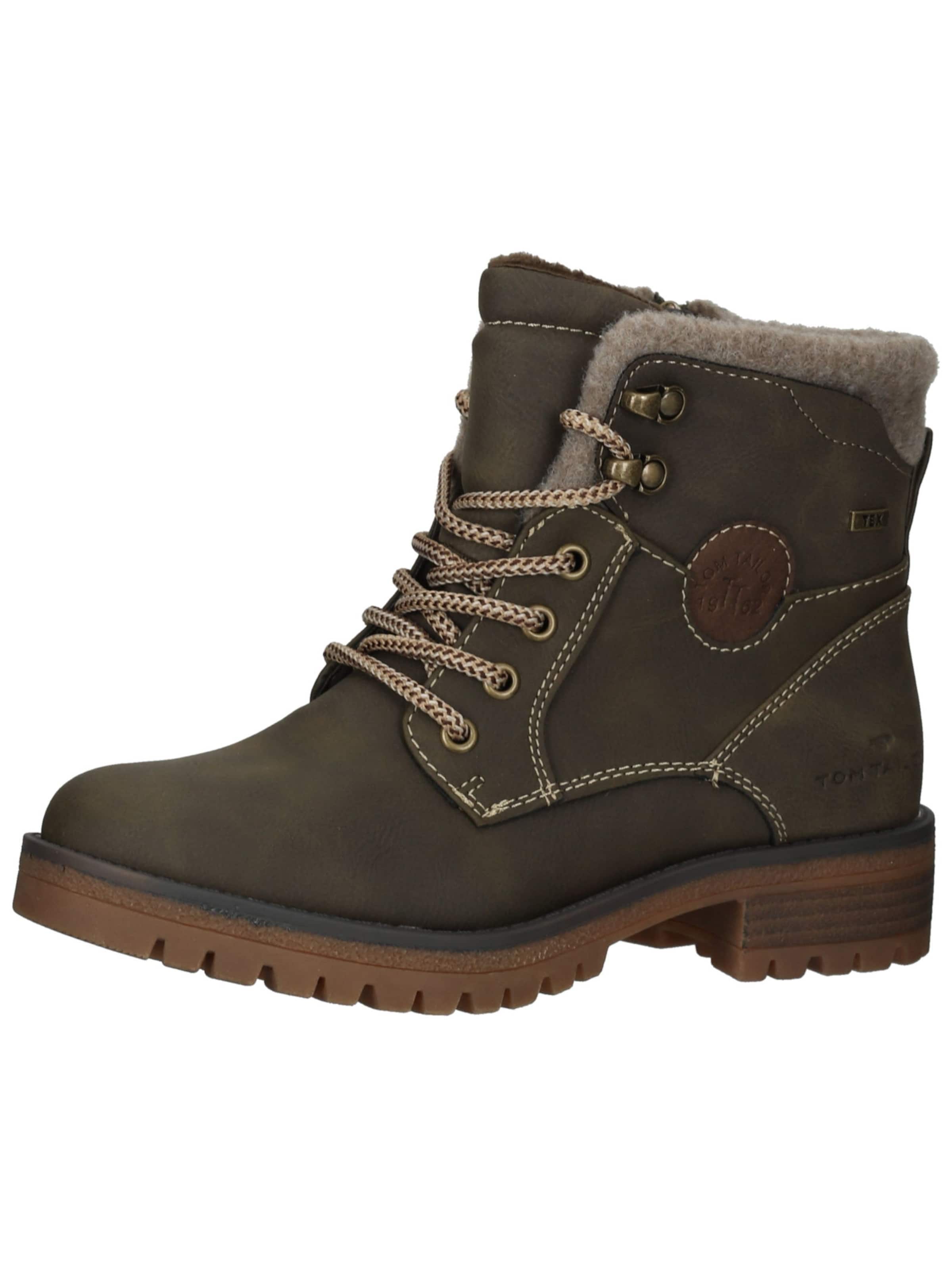 TOM TAILOR Lace-up bootie in Brown: front