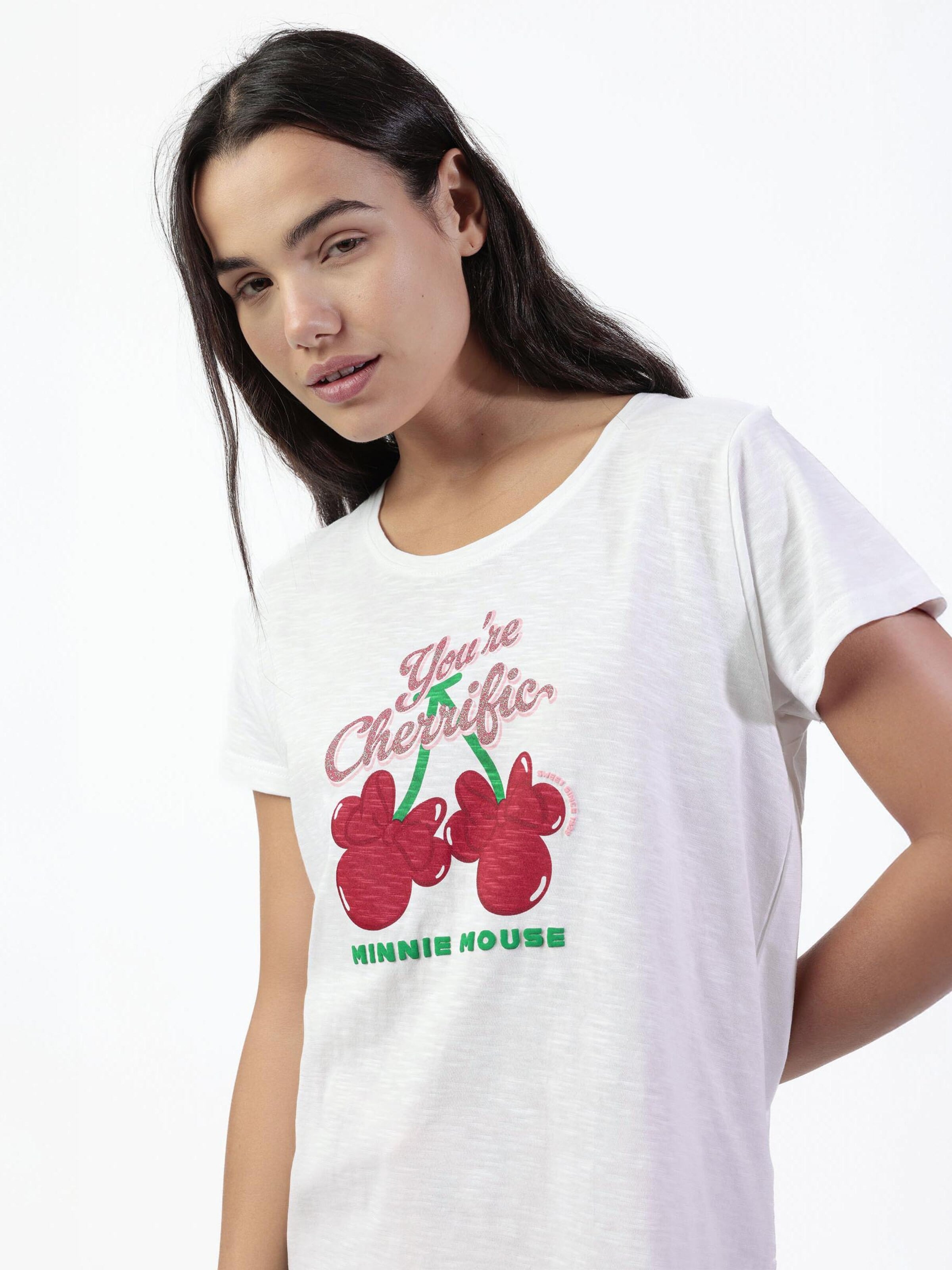 DISNEY - Pijama 'DISNEY Pijama Manga Corta Minnie Cherry para Mujer' en blanco