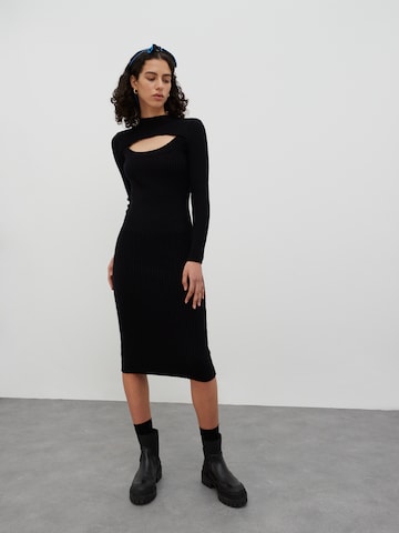 EDITED Knitted dress 'Halima' in Black: front