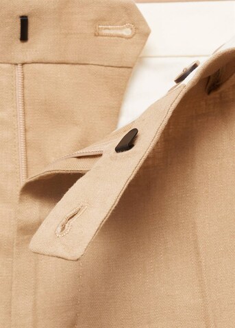 MANGO MAN Slim fit Pleated Pants 'Amalfi' in Beige