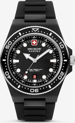 SWISS MILITARY HANOWA Taucheruhr 'Ocean Pioneer' in Schwarz: predná strana