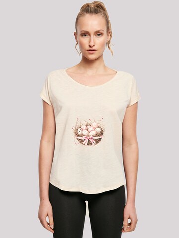 F4NT4STIC T-Shirt 'Osterei Nest Korb Dekor' in Beige: Vorderseite