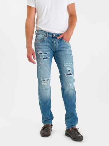 Coupe slim Jean Le Temps Des Cerises en bleu : devant